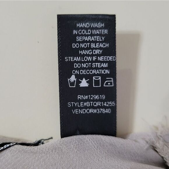 BKE Women's Silvery Grey Embellished Chiffon Lined Lace-up Tank Blouse - Picture 15 of 16